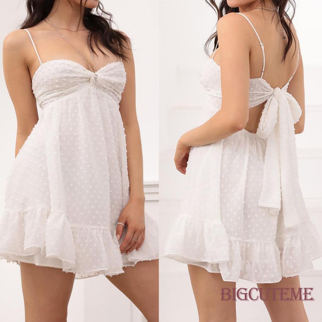 Đầm Hai Dây Dáng Chữ A Họa Tiết Chấm Bi Thời Trang Mùa Hè Cho Nữ