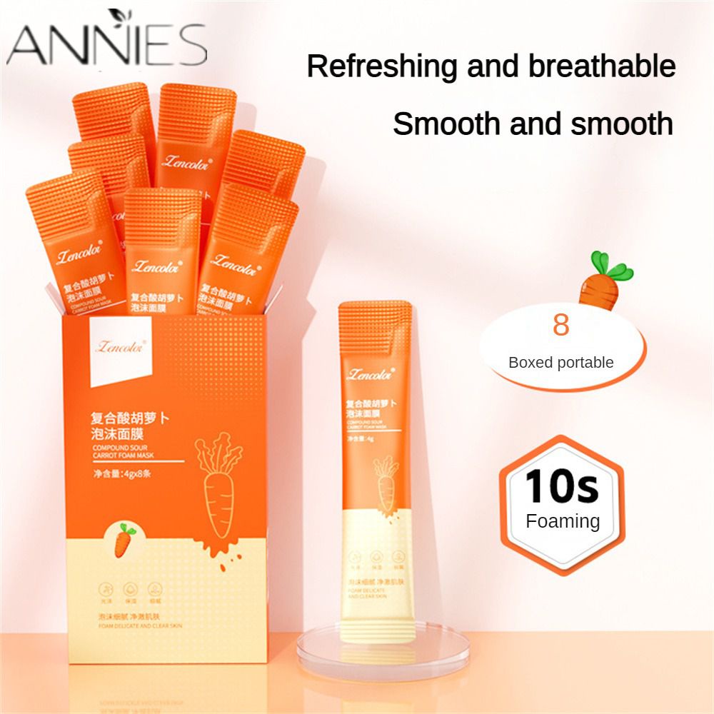 Hộp 8 mặt nạ ANNIES tạo bọt chứa tinh chất cà rốt làm sạch sâu dưỡng ẩm và phục hồi làn da