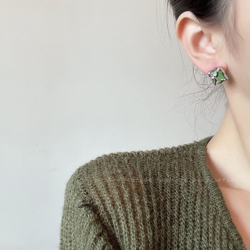 Khuyên Tai Đá Opal Hình Vuông Kiểu Dáng Đơn Giản Cho Nữ