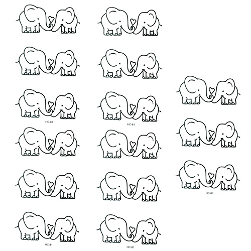 Set 5 Hình Xăm Dán Tạm Thời Chống Nước Hình Chú Voi Dễ Thương