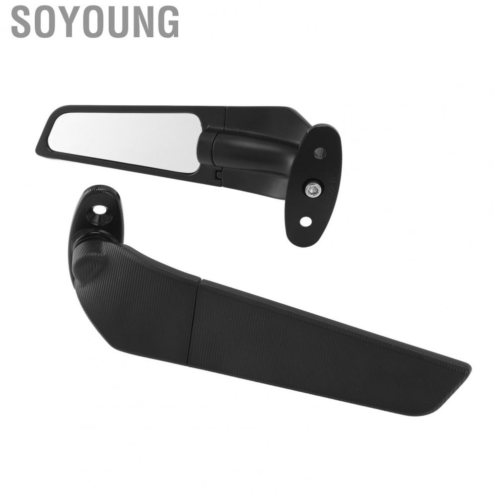 Soyoung Side Wing Mirrors  Rear View Adjustable Sporty Look for Motorcycle