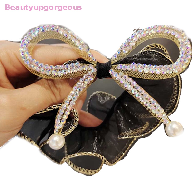 Dây Cột Tóc Co Giãn Hình Nơ Đính Đá Pha Lê Thanh Lịch Cho Nữ