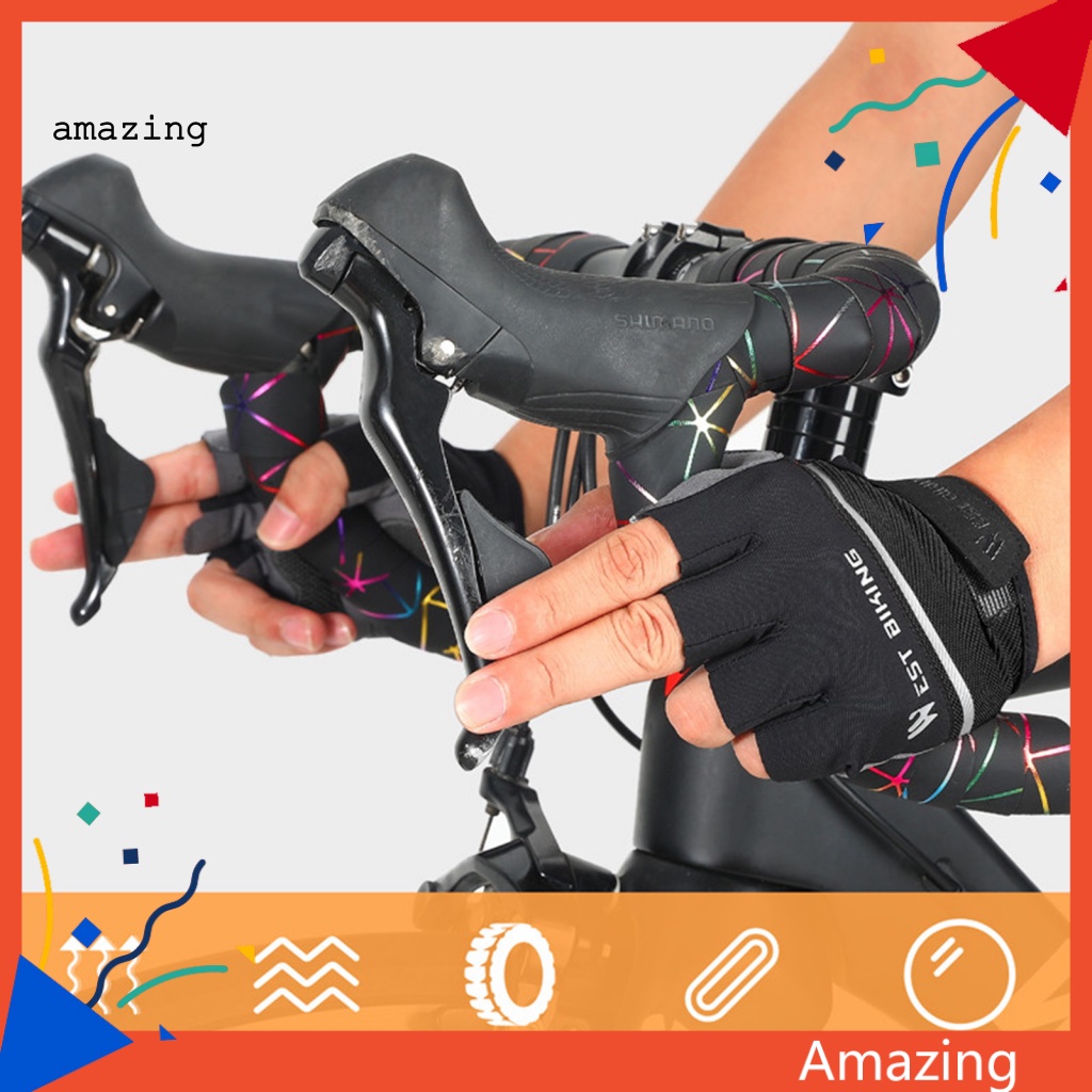 1 Đôi Găng Tay Nửa Ngón Bằng Da Giả Thoải Mái Chống Trầy Xước Khi Đi Xe Đạp