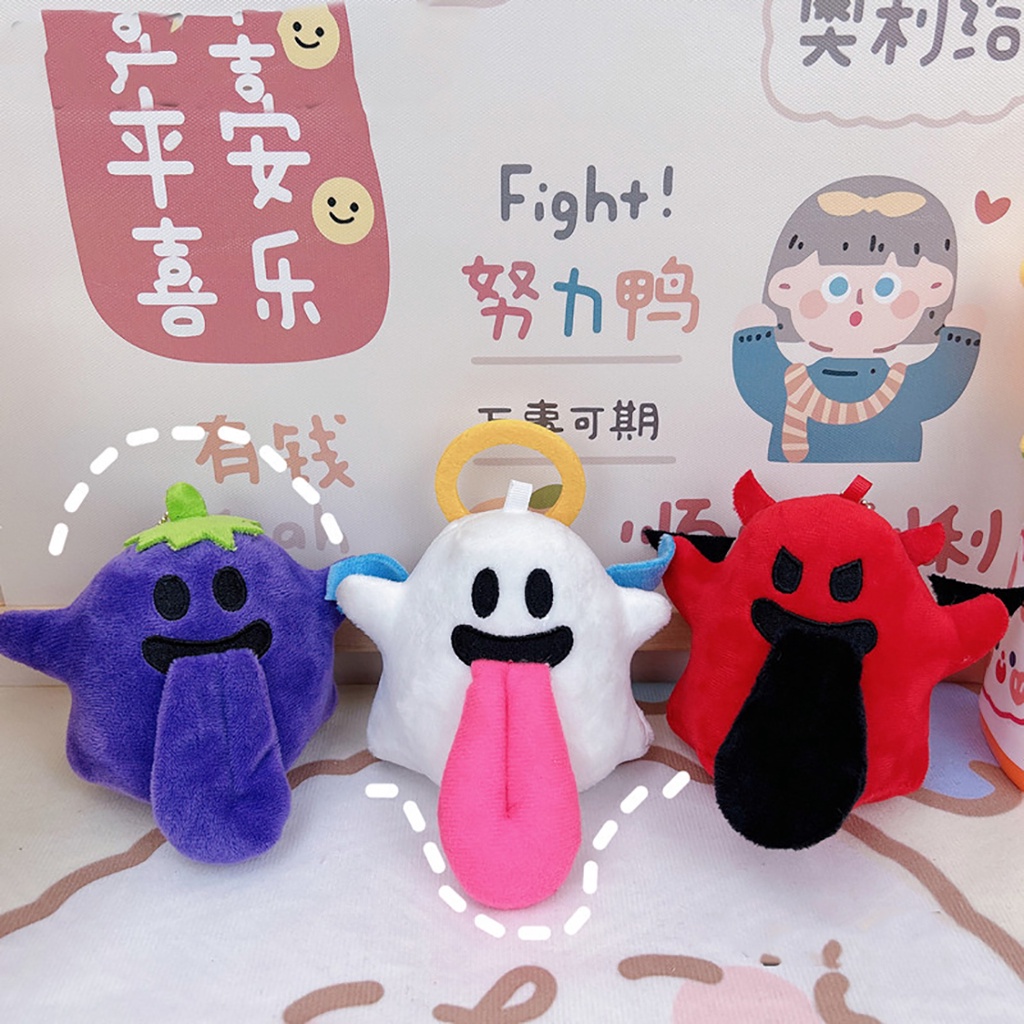 Móc Khóa Hình Ma Lưỡi Dài 10cm Nhồi Bông Hoạt Hình Sáng Tạo