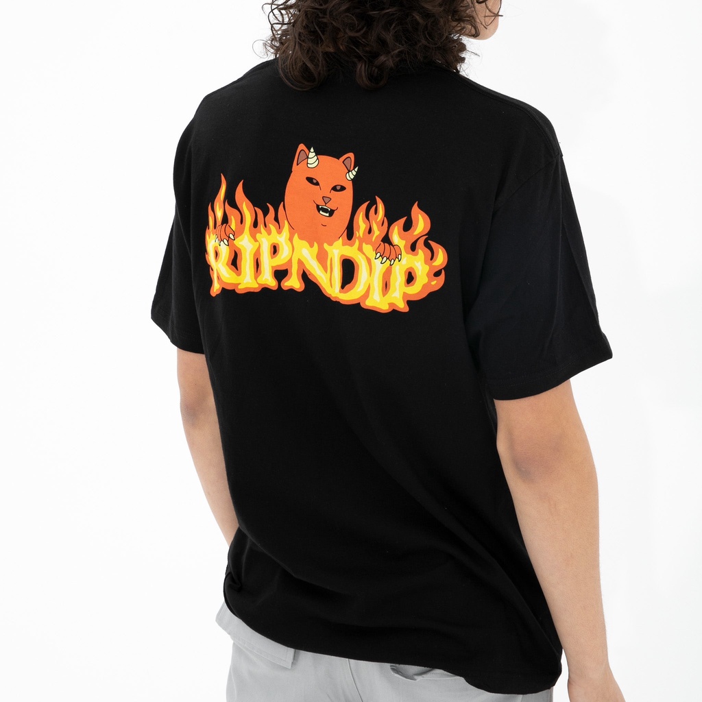 Ripndip Áo Thun Ngắn Tay In Hình Mèo Thời Trang Mùa Hè Cá Tính