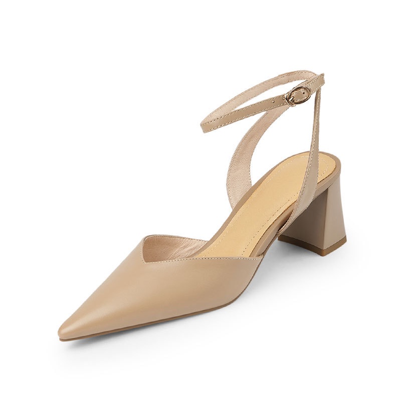 Shizhibao Xăng đan Cao Gót Hở Một Bên Có Khóa Cài Sau Phong Cách Pháp Cho Nữ