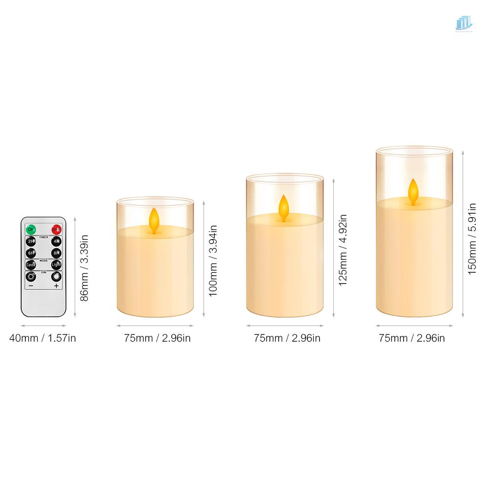Smartwatchinone Set 3 Đèn LED Hình Nến Không Lửa Điều Khiển Từ Xa Màu Vàng Ấm Áp Có Hẹn Giờ Lấp Lánh Trang Trí Lễ Hội / Tiệc Cưới