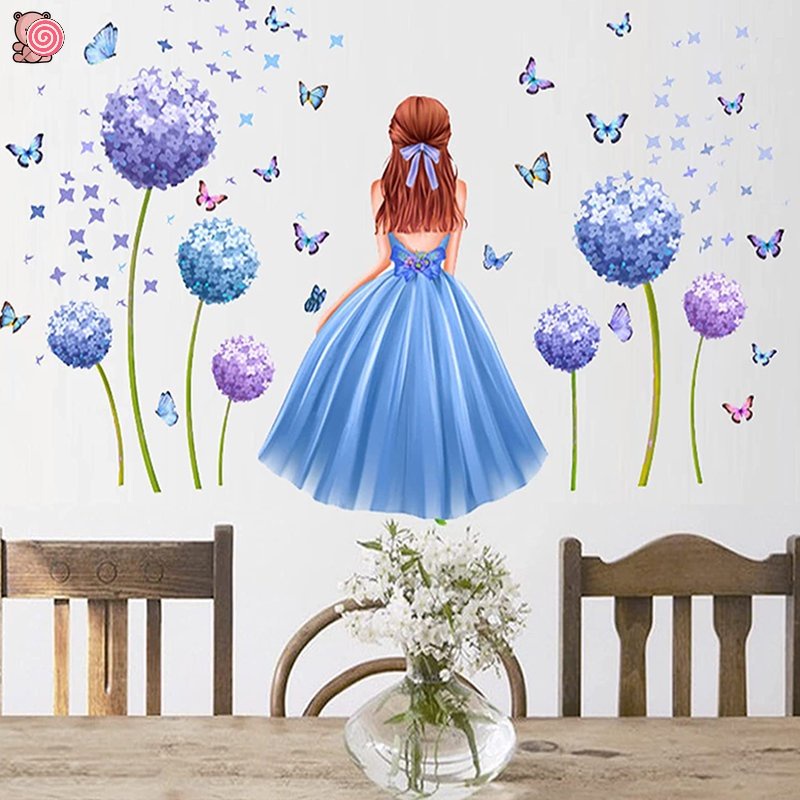 Miếng Dán Tường Hình Cô Tiên / Bướm / Hoa Nhiều Màu Xinh Xắn Trang Trí Phòng Bé Gái HSU