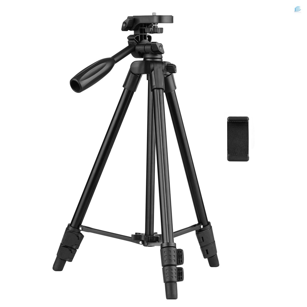 Giá Đỡ Ba Chân Bằng Hợp Kim Nhôm 115cm / 45in 3 Phần 3KG 3 Chiều Có Thể Điều Chỉnh Chiều Cao Kèm Kẹp Giữ Điện Thoại Chịu Lực