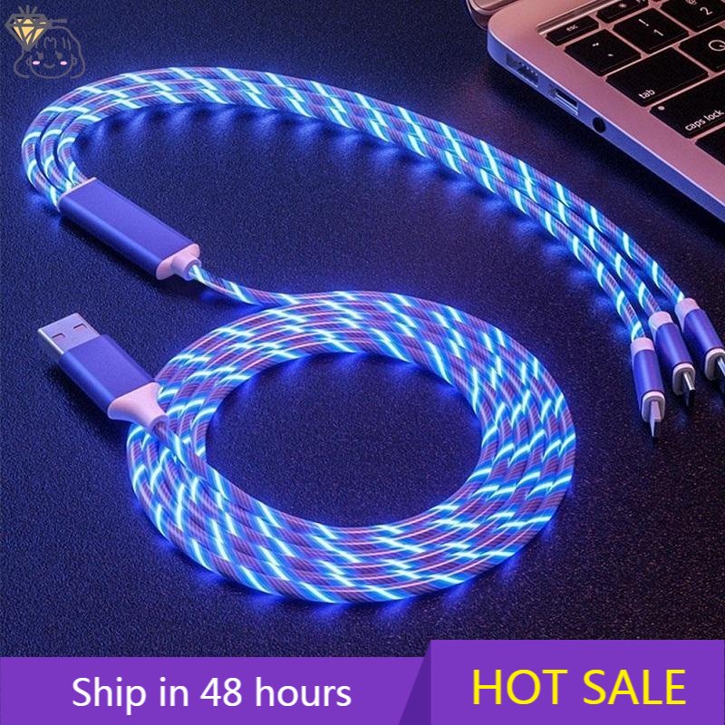 Cáp SạC Nhanh USB 5a 3 Trong 1 VớI ĐèN Led Cho Android