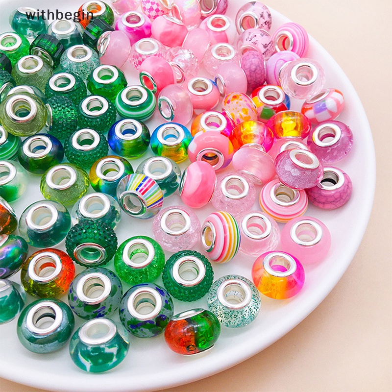 Set 10 Hạt Xỏ Lỗ Lớn Nhiều Màu Sắc Làm Trang Sức DIY