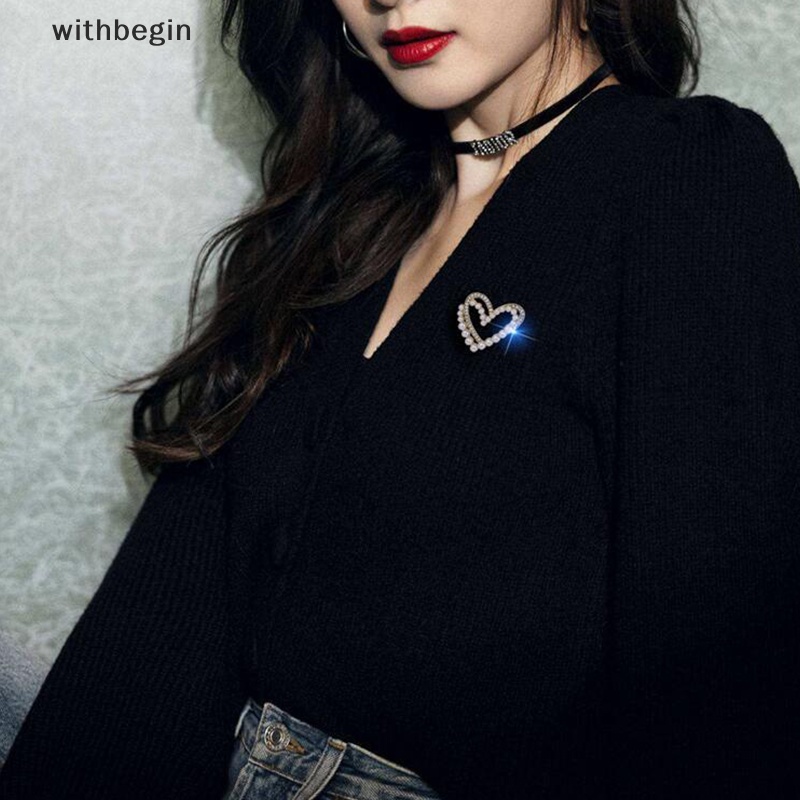 Ghim Cài Áo Hình Trái Tim Đính Pha Lê / Ngọc Trai Thời Trang