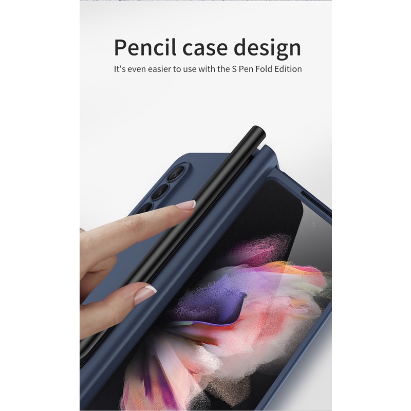 Ốp Điện Thoại Nhựa Kèm Ngăn Đựng Bút Cho Samsung Galaxy Z Fold 5 4 3 5G Kính