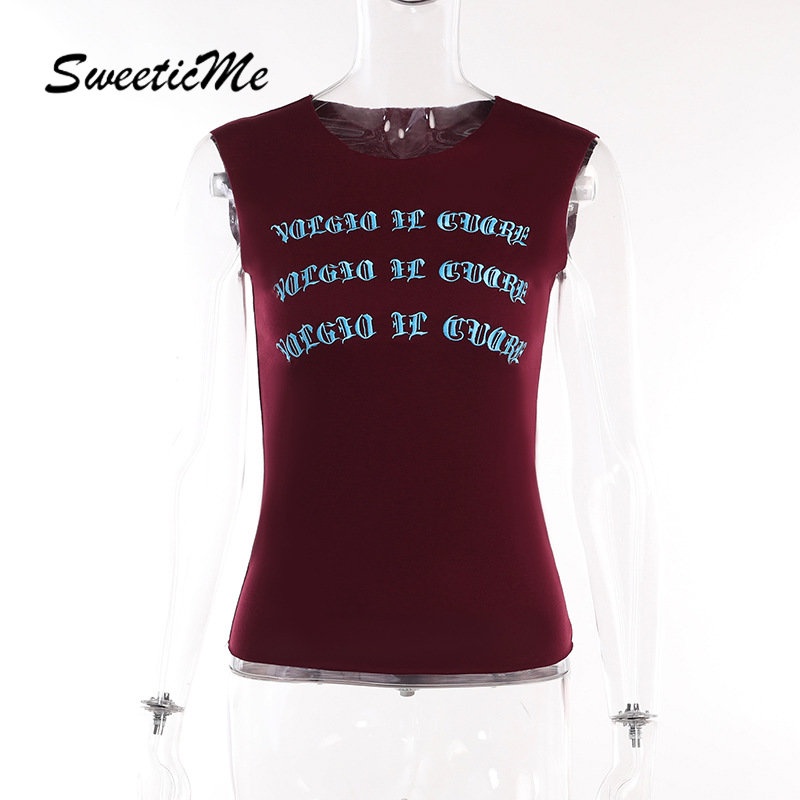 Áo Tank Top Cổ Tròn Dáng Ôm In Chữ Thời Trang 2023 Cho Bạn Gái