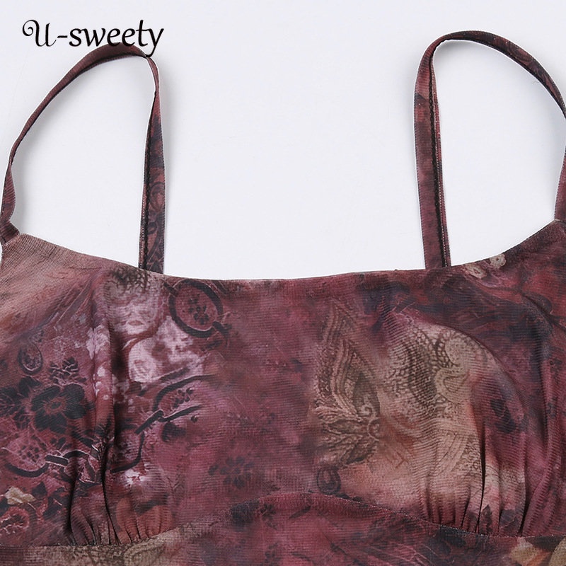 Áo Tank Top Sát Nách Cổ Yếm Dáng Ôm In Họa Tiết Thời Trang 2023 Cho Bạn Gái