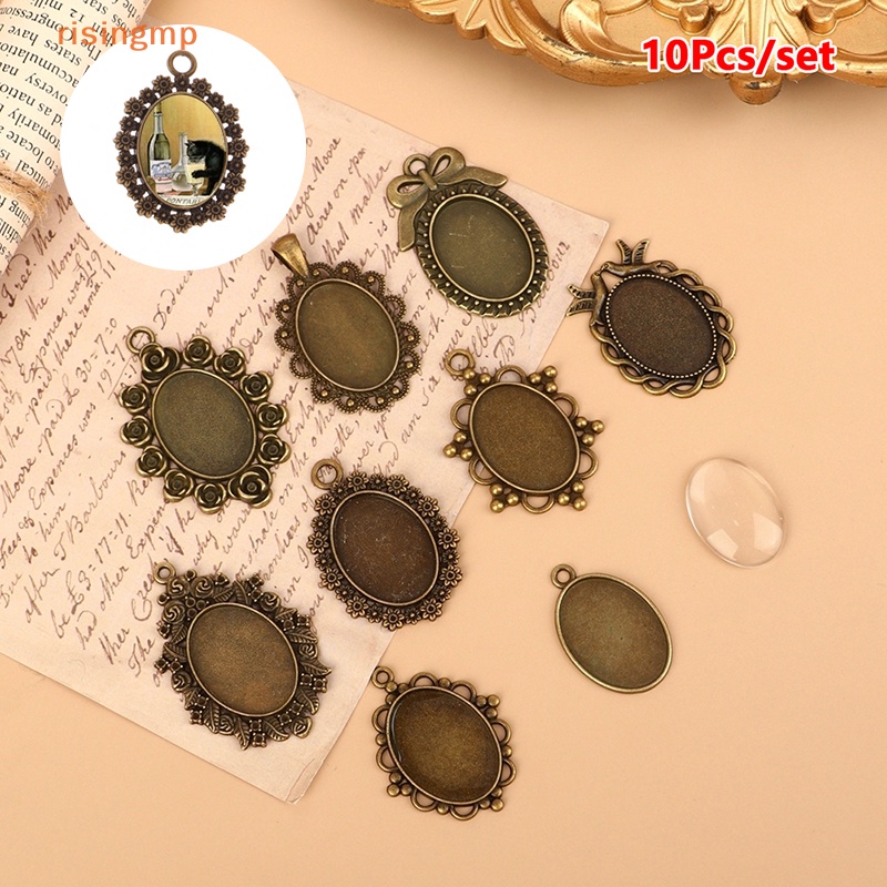 Bộ 10 Đế Hình Oval Rỗng 18 * 25MM Dùng Làm Mặt Trang Sức