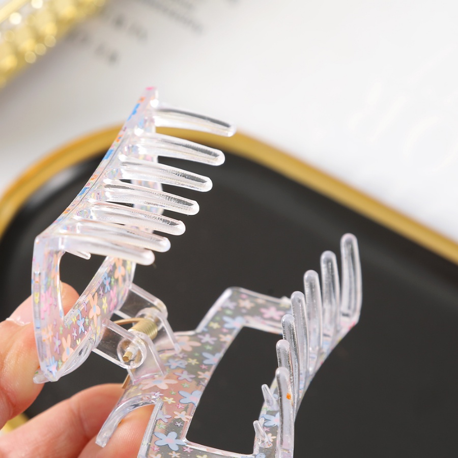 Kẹp Tóc Đuôi Ngựa Bằng Acrylic Trong Suốt In Họa Tiết Đơn Giản Thời Trang Phong Cách Hàn Quốc Cho Nữ
