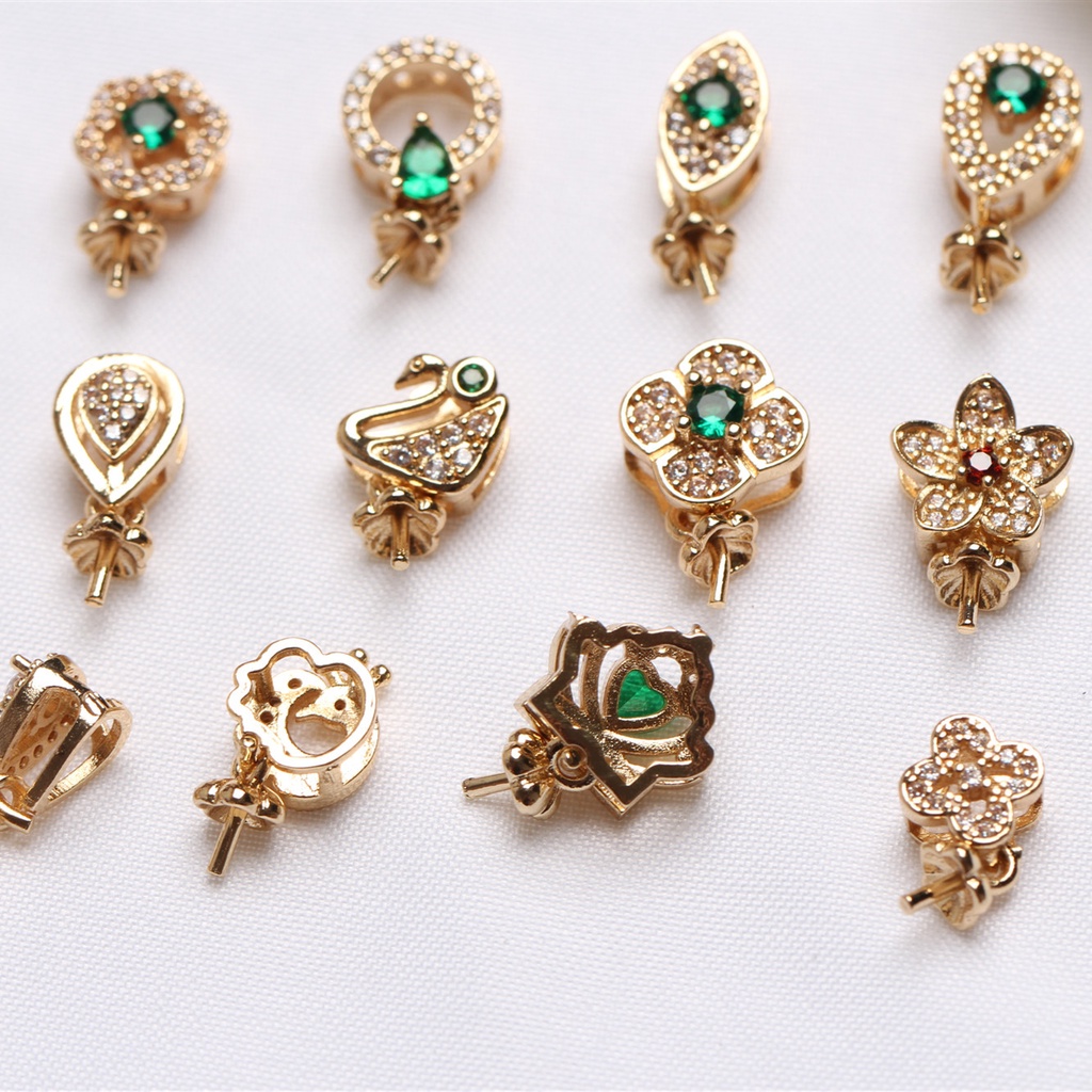 Set 10 Mặt Dây Chuyền Mạ Vàng 14k Đính Đá Nhiều Màu Sắc