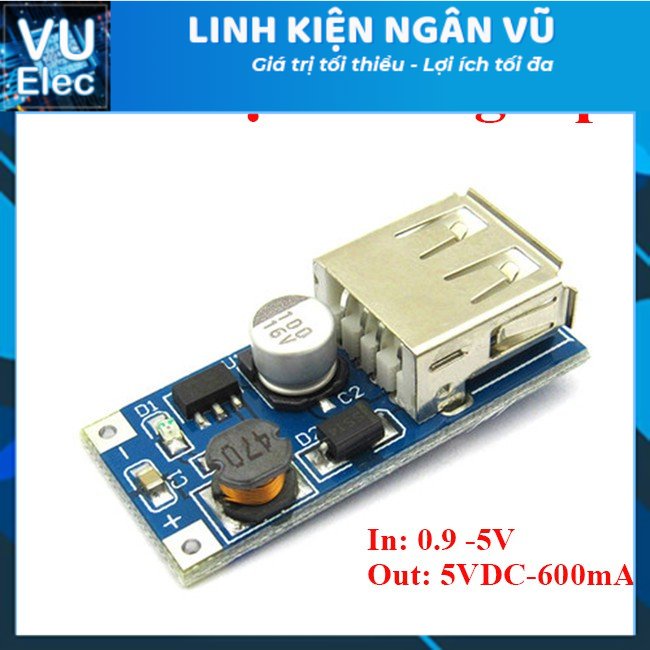 Mạch Tăng Áp 0.9~5V lên 5VDC - 600mA tích hợp Cổng USB - Chế sạc dự phòng
