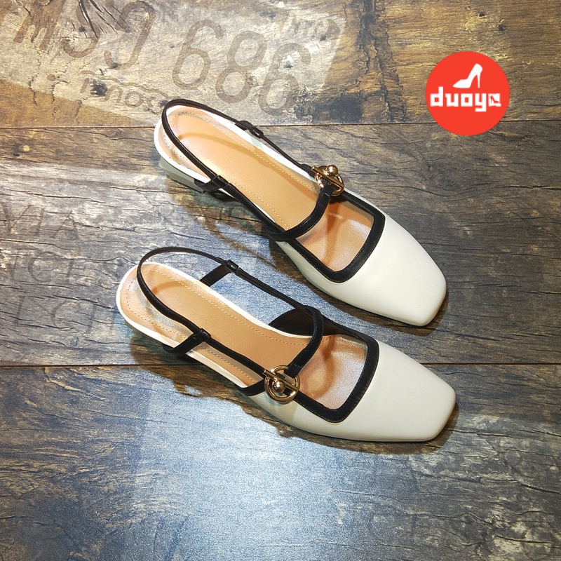 Giày Sandal Gót Dày Hở Ngón Mũi Vuông Dễ Phối Đồ Thời Trang Xuân Hè 2022 Cho Bạn Gái