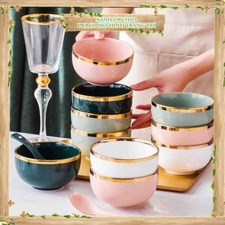Bát Ăn Viền Vàng Cao Cấp set bát 26 món bán lẻ. Bát con trắng viền vàng. Bát ăn cơm