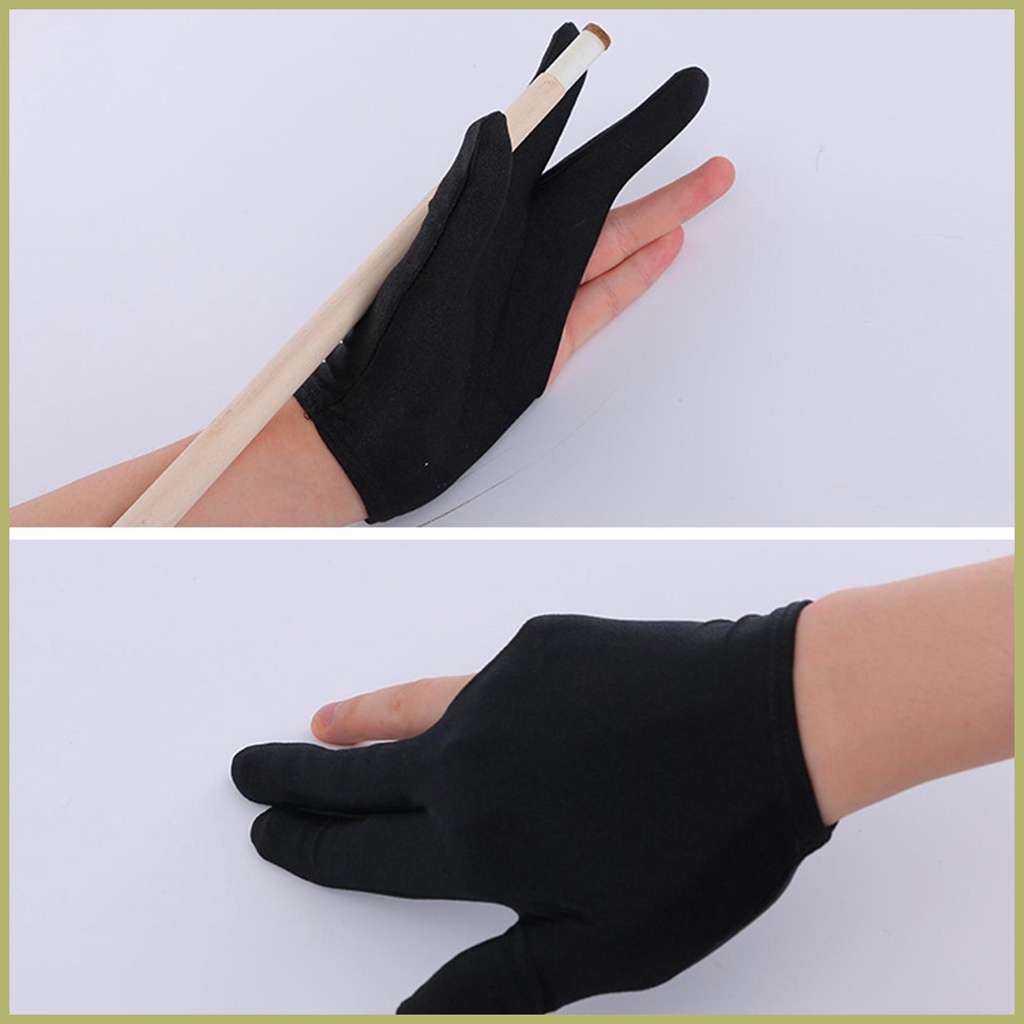 Set 2 Găng Tay Trái / Phải Chơi Bida Ba Ngón Chống Trượt Thoáng Khí Thêu Họa Tiết