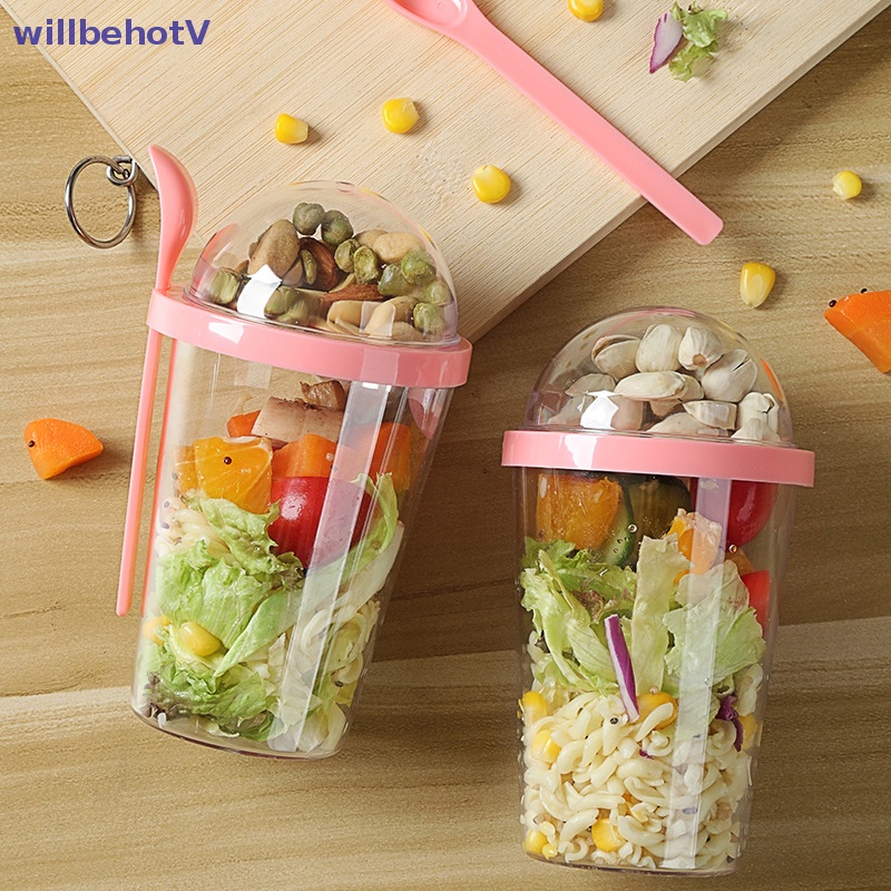 Cốc Đựng Salad / Rau Củ Quả Di Động 400ML Kèm Nắp Và Muỗng