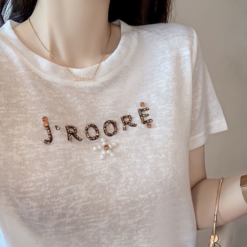 Áo Thun Tay Ngắn Dáng Rộng Bằng Lụa Lạnh Mỏng Thời Trang Mùa Hè 2023 Hàng Mới Dành Cho Bạn Nữ