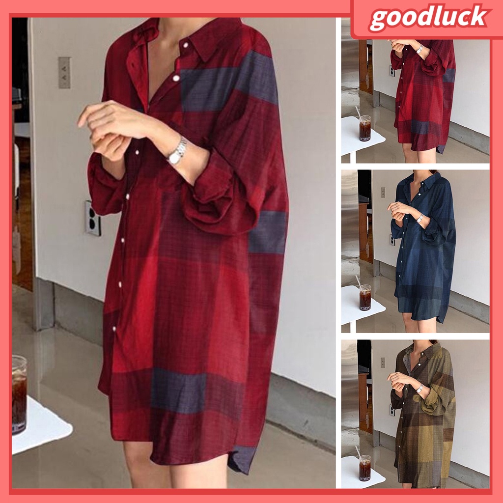 Áo Sơ Mi Tay Dài Dáng Rộng In Họa Tiết Màu Sắc Tương Phản Thời Trang Cho Nữ