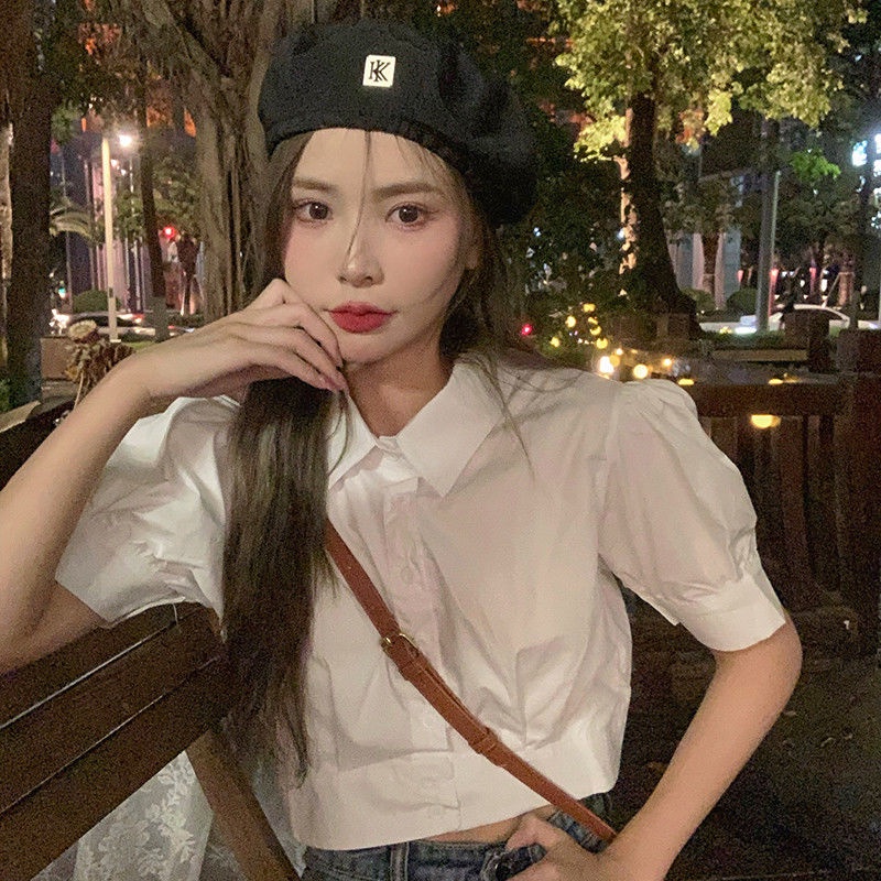 Áo Sơ Mi Ngắn Tay Cổ Polo Lưng Cao Thời Trang Mùa Hè Cho Nữ