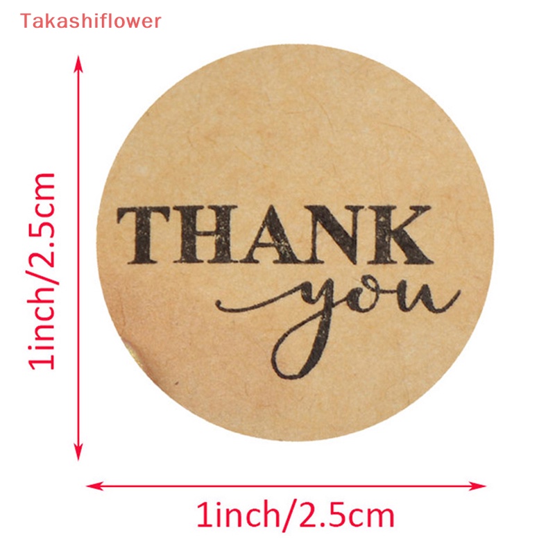 Set 500 Miếng Dán Giấy Kraft Hình Tròn In Chữ Thank you er Dùng Trang Trí Sổ Tay