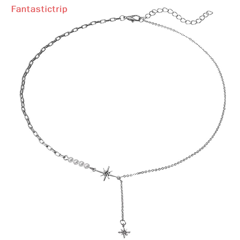 [Fantastictrip] Vòng cổ Thời Trang Hàn Quốc Gothic Punk Ngọc Trai Nhân Tạo Tám Ngôi Sao Tám Vòng cổ Cho Nữ Mới
