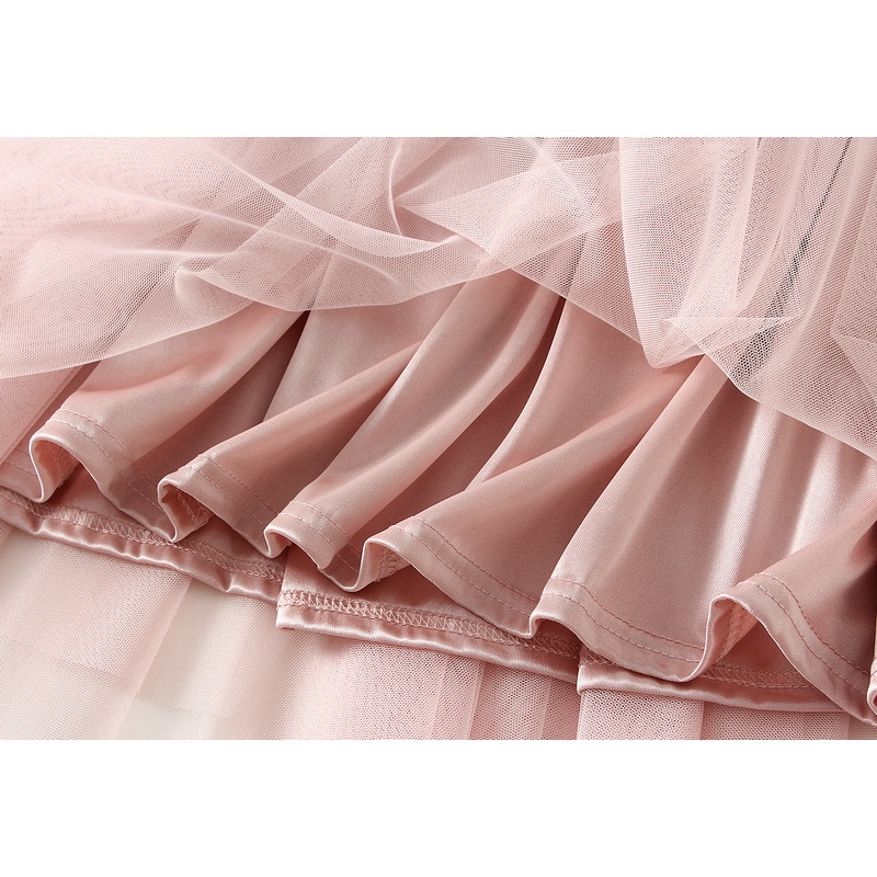 Bộ 5 Chân Váy tutu Chữ A Lưng Cao Co Giãn Phối Lưới Màu Trơn Thời Trang Hàn Quốc Cho Nữ