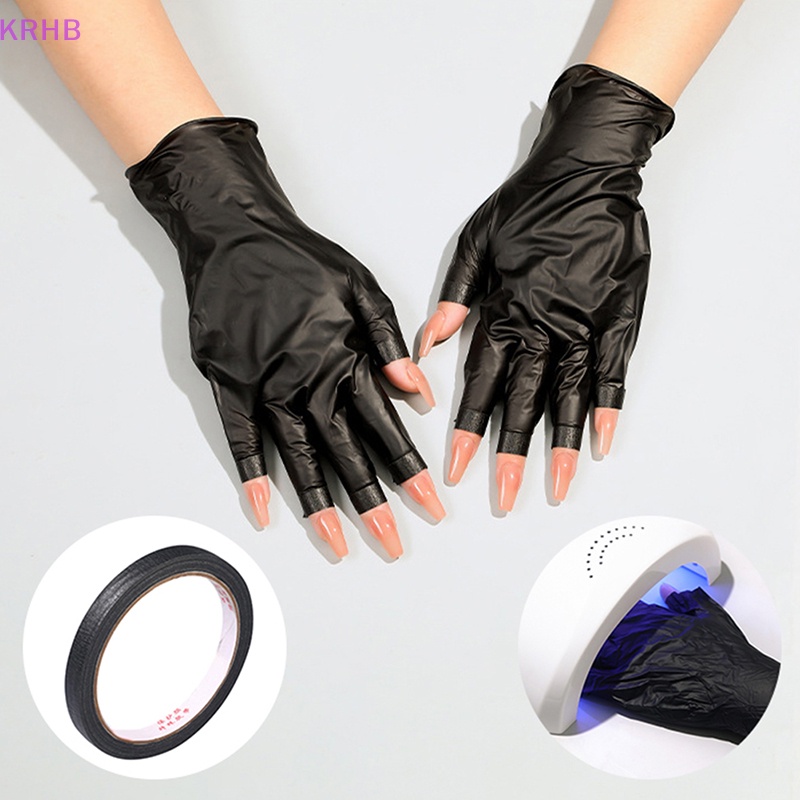 Set 10 Găng Tay Đèn LED UV Màu Đen Chống Tia UV Dùng Một Lần Mới