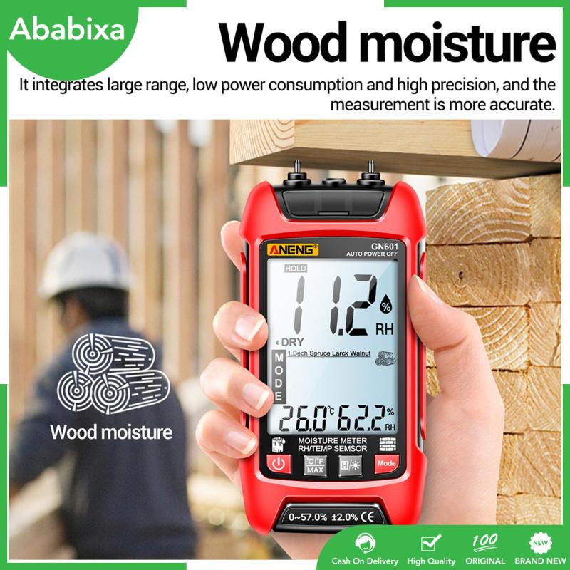 Máy Đo Độ Ẩm / Nhiệt Độ Kỹ Thuật Số Gn601 Màn Hình LCD Chuyên Dụng Cho Sàn Gỗ Cứng