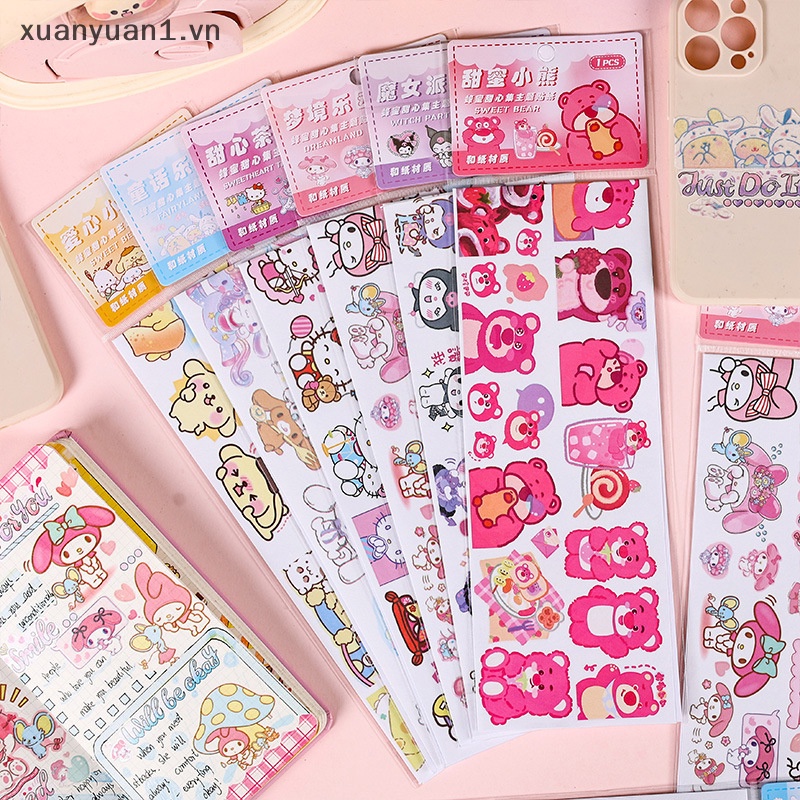 Xuan Kawaii Sanrio Nhãn Dán Anime Kuromi Cinnamoroll Dễ Thương Trang Trí Điện Thoại Di Động Cho Bé Gái VN