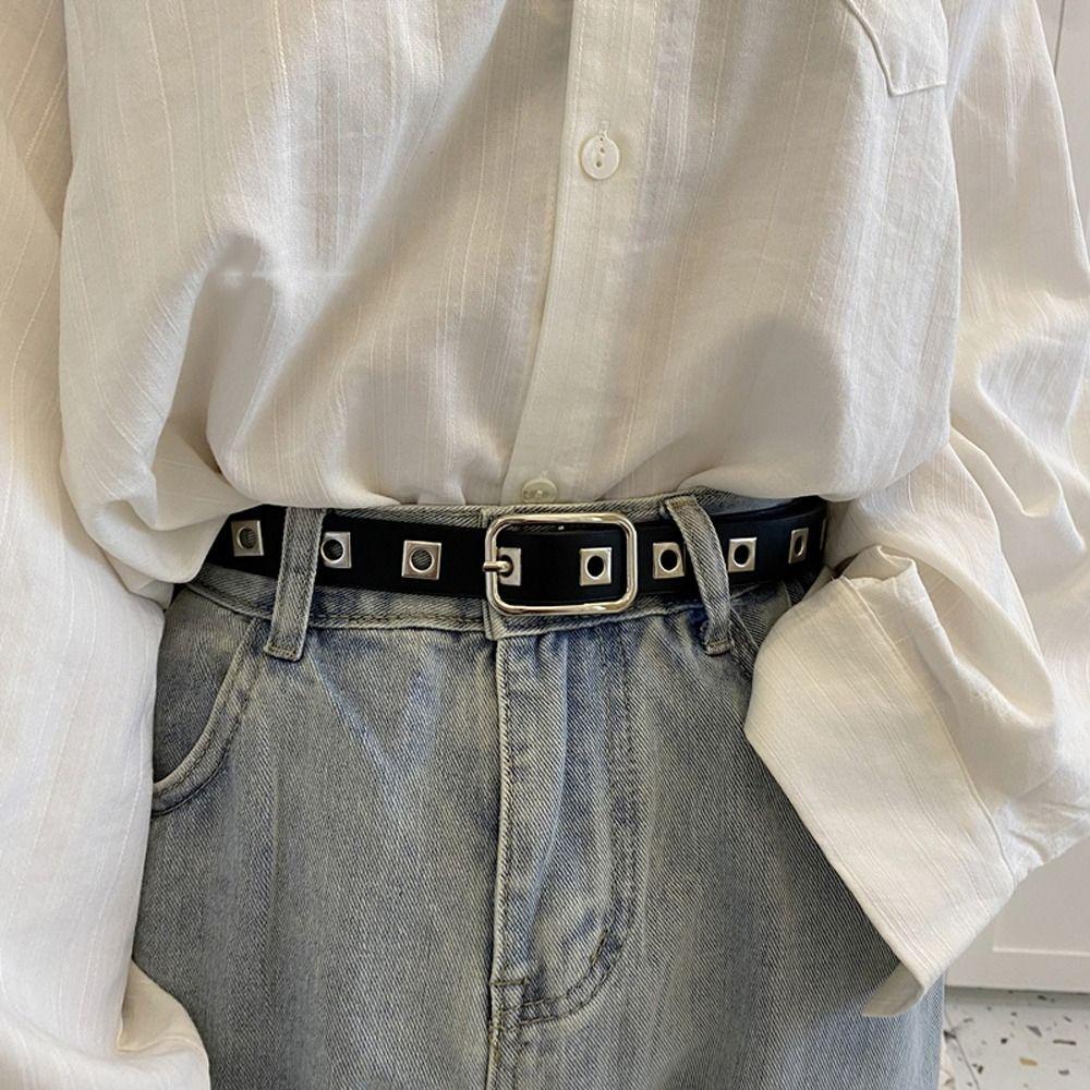 Epoch Thắt Lưng Da PU Đính Đinh Tán Có Thể Điều Chỉnh Thời Trang Cho Nam Và Nữ