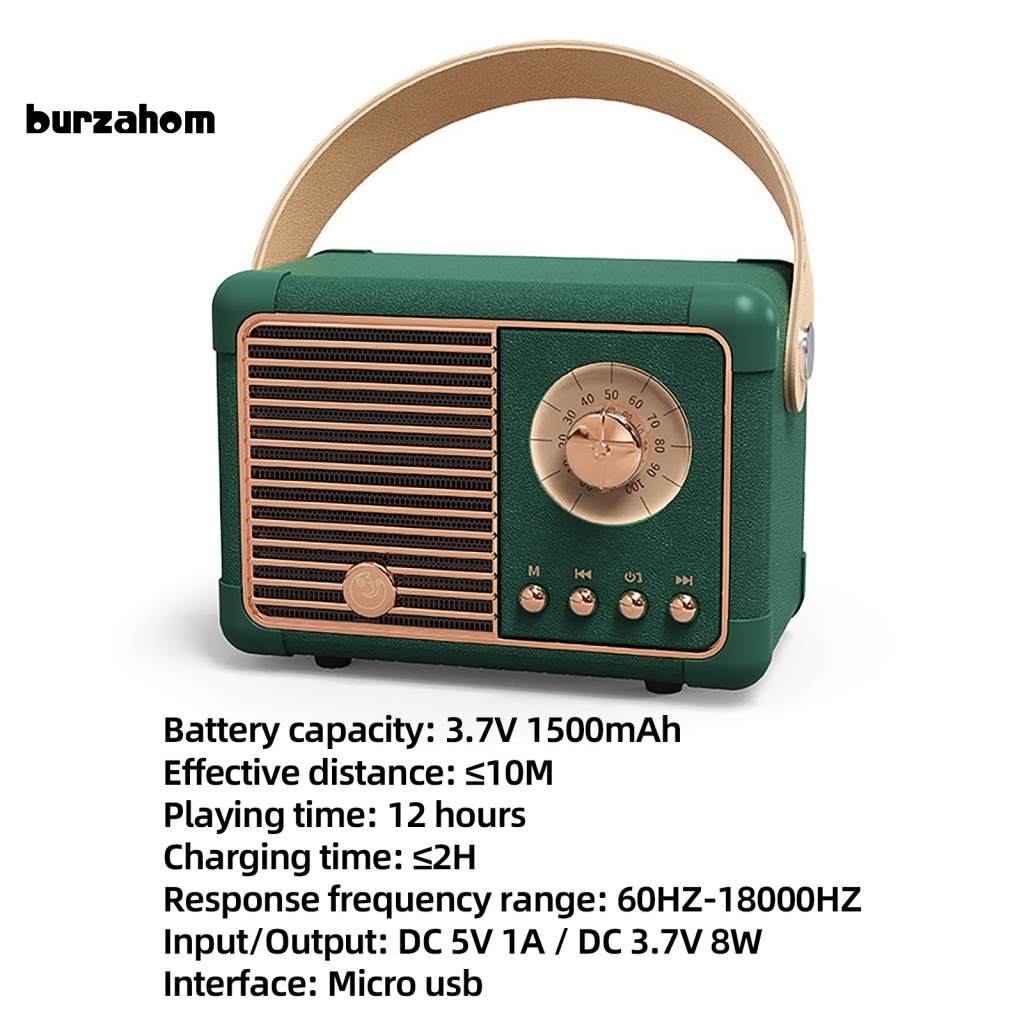 Loa Bluetooth Không Dây Bur HM11Plus Âm Thanh Siêu Trầm Phong Cách Retro