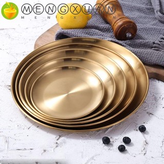 Đĩa đựng thức ăn làm từ thép không gỉ màu vàng sang trọng phong cách Châu Âu