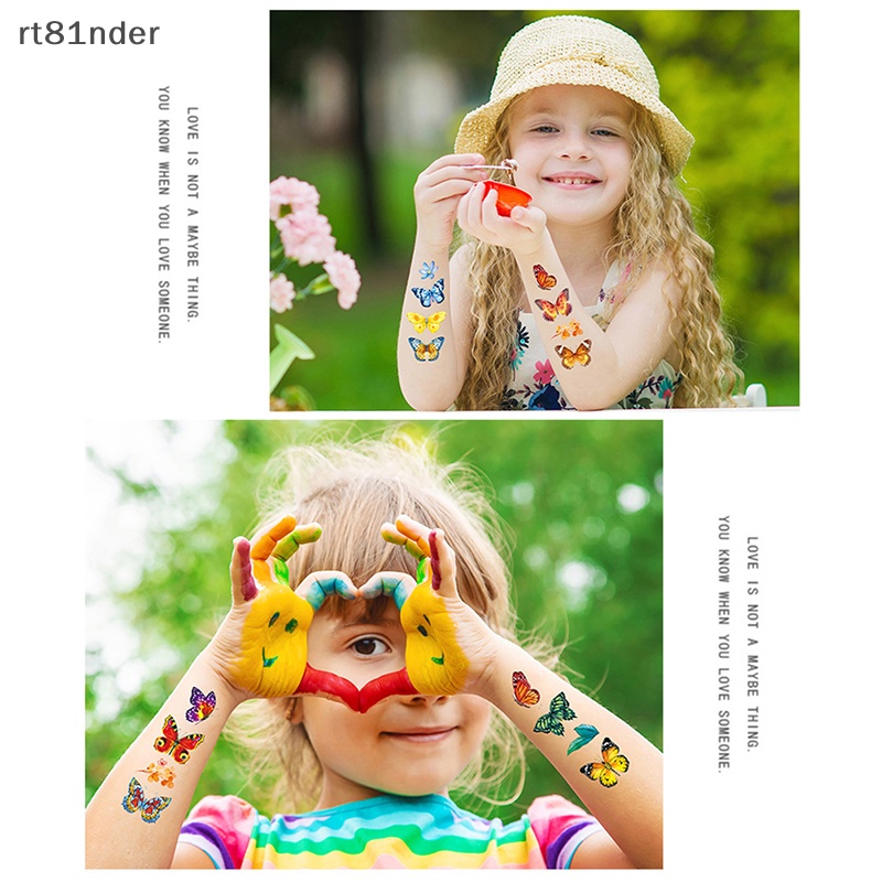 Set 10 Hình Xăm Dán Chống Nước Hình Bướm Nhiều Màu Dễ Thương Cho Bé