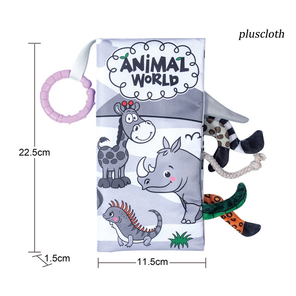 &lt; Plus &gt; Sách Vải Với Vòng Giấy Âm Thanh Chủ Đề Động Vật Hoạt Hình Màu Sắc Tươi Sáng Chống Mài Mòn Giáo Dục Sớm Cho Bé