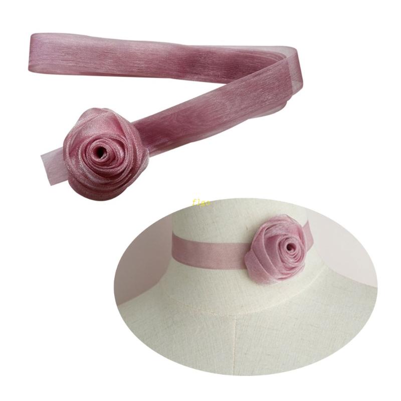 Vòng Cổ Choker Phối Ren Hoa Hồng Đơn Giản Quyến Rũ