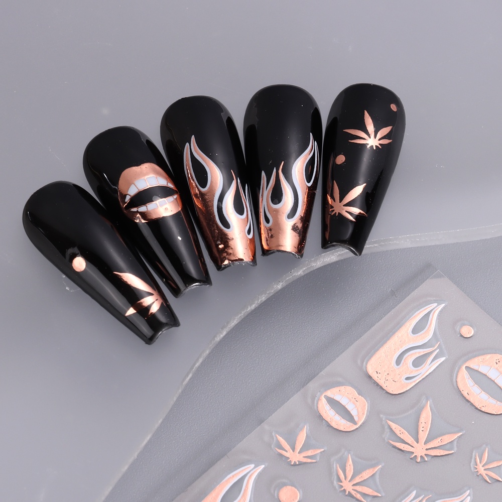 Miếng Dán Trang Trí Móng Tay Họa Tiết Kẻ Sọc Trắng Đen Đơn Giản Sáng Tạo