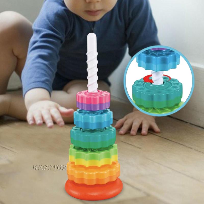 [Kesoto2] Đồ Chơi Vòng Xếp Chồng Montessori Xếp Chồng Lên Nhau Màu Cầu Vồng Giáo Dục