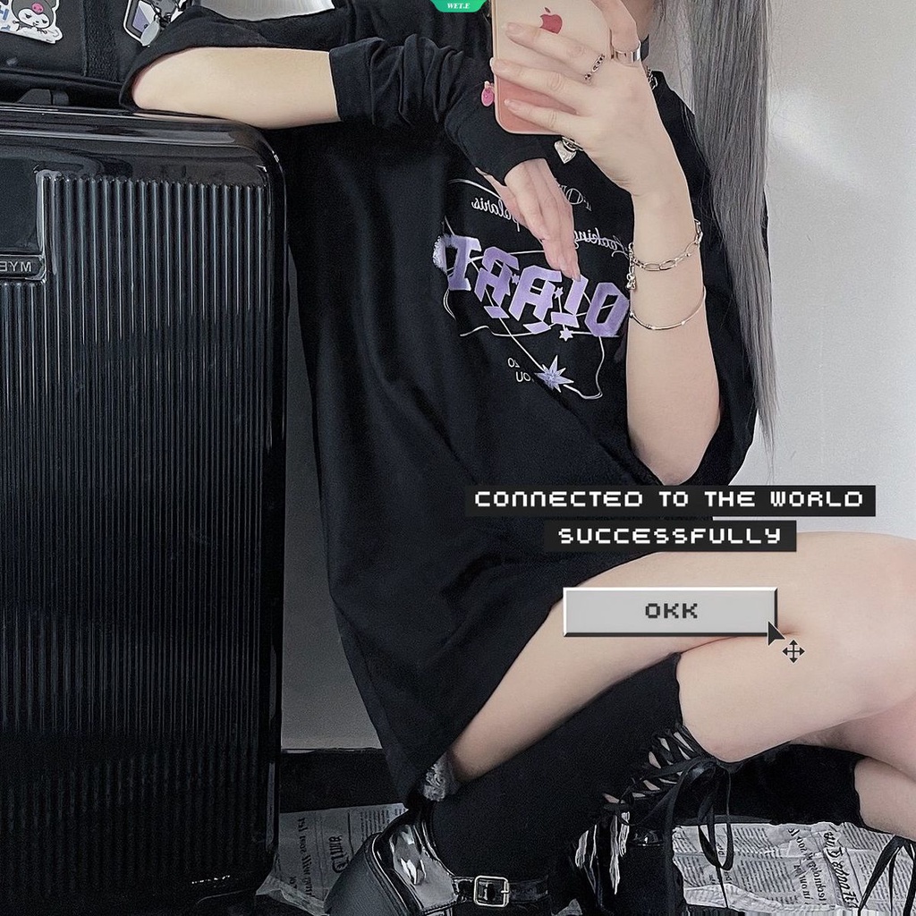 Áo Thun Tay Ngắn Dáng Rộng In Chữ Đơn Giản Thời Trang Mùa Hè Phong Cách Hàn Quốc Cho Nữ