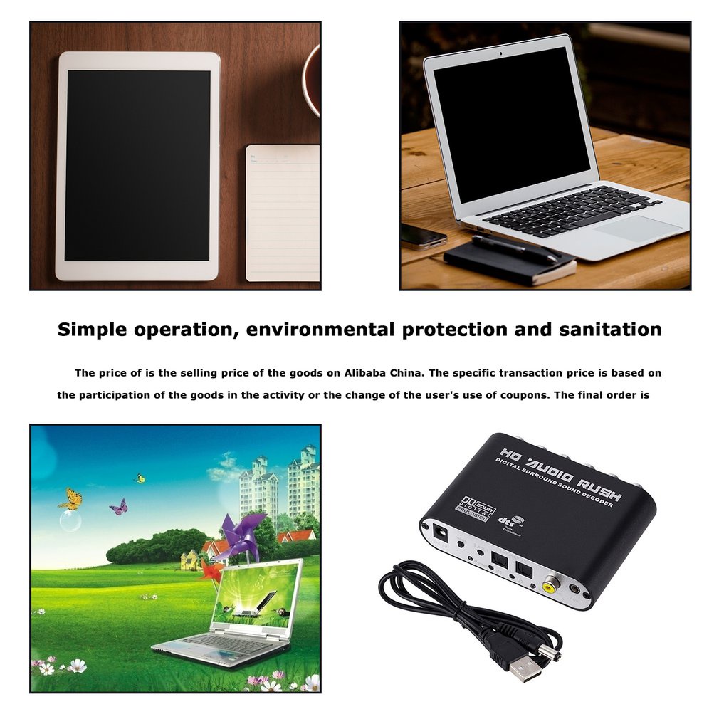 Digital 5.1 Audio Decoder Dts/Ac-3 Optical To 5.1-Channel Rcaog Converter Sound Adapter Amplifier [Q/11]