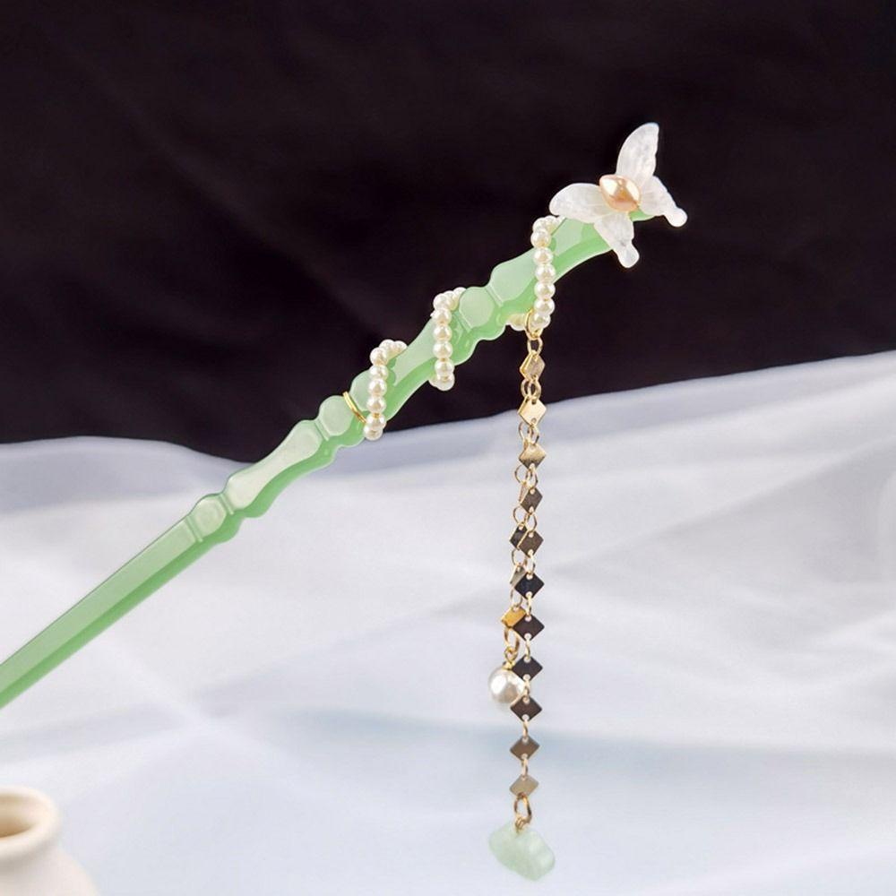 MXGOODS Trâm Cài Tóc Hình Bướm Phối Tua Rua Phong Cách Trung Hoa Cổ Điển Cho Nữ