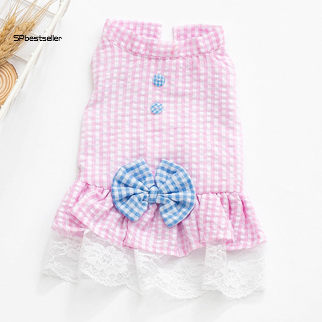 Đầm Công Chúa Họa Tiết Sọc Caro Thoáng Khí Hóa Trang Cho Thú Cưng Cỡ Vừa Và Lớn