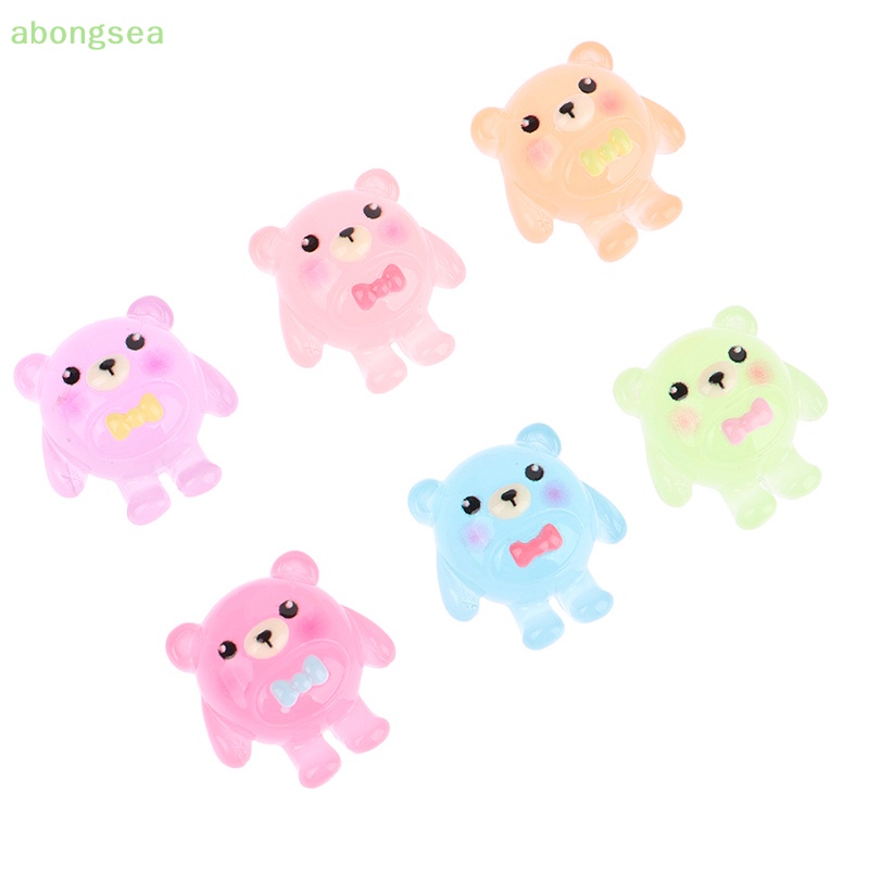 Abongsea Set 10 Mô Hình Gấu Dạ Quang Mini Bằng Nhựa Resin Trang Trí Tiểu Cảnh