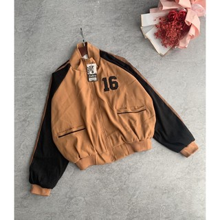 Áo Khoác Bomber Thêu số 16 chất da lộn